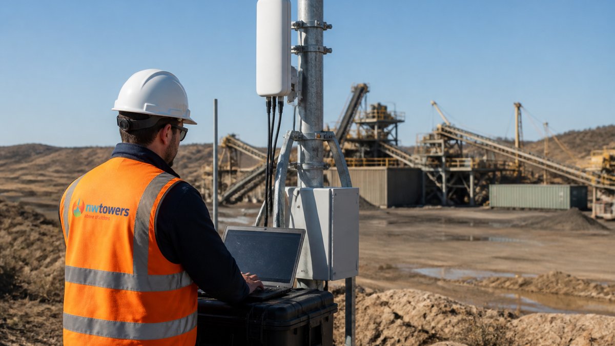 Engineer configuring a wireless access point for industrial edge networks at a remote facility